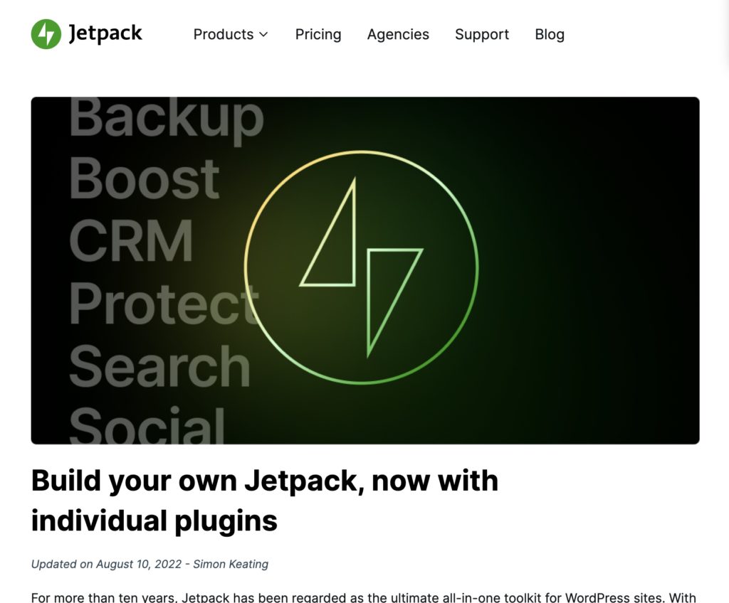 Jetpack 6個のプラグインに分けられる